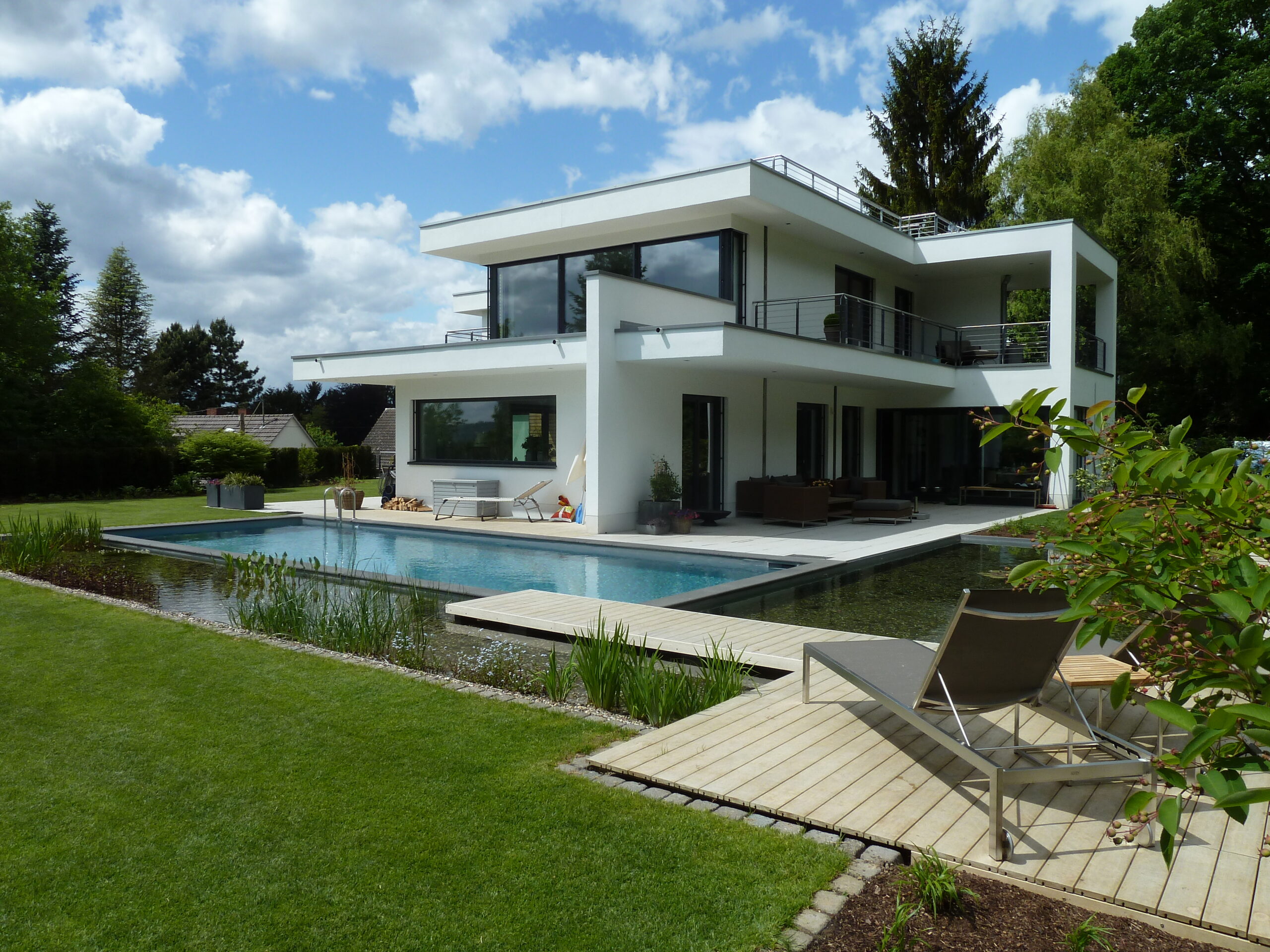 Hybridpool mit getrenntem Schwimm- und Pflanzbereich