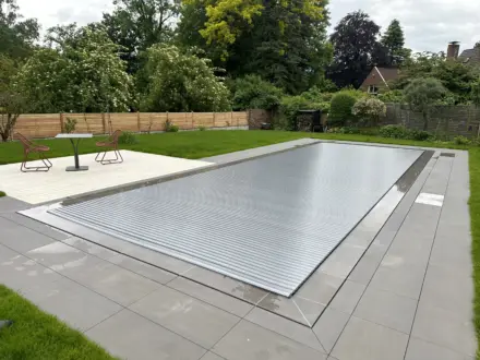 CompassPool als Überlaufpool mit Rollladenabdeckung